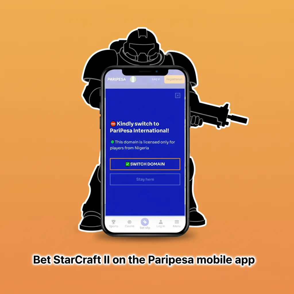 Paripesa mobile app showing StarCraft II esports odds, betslip, NGN stake field, and notifications.