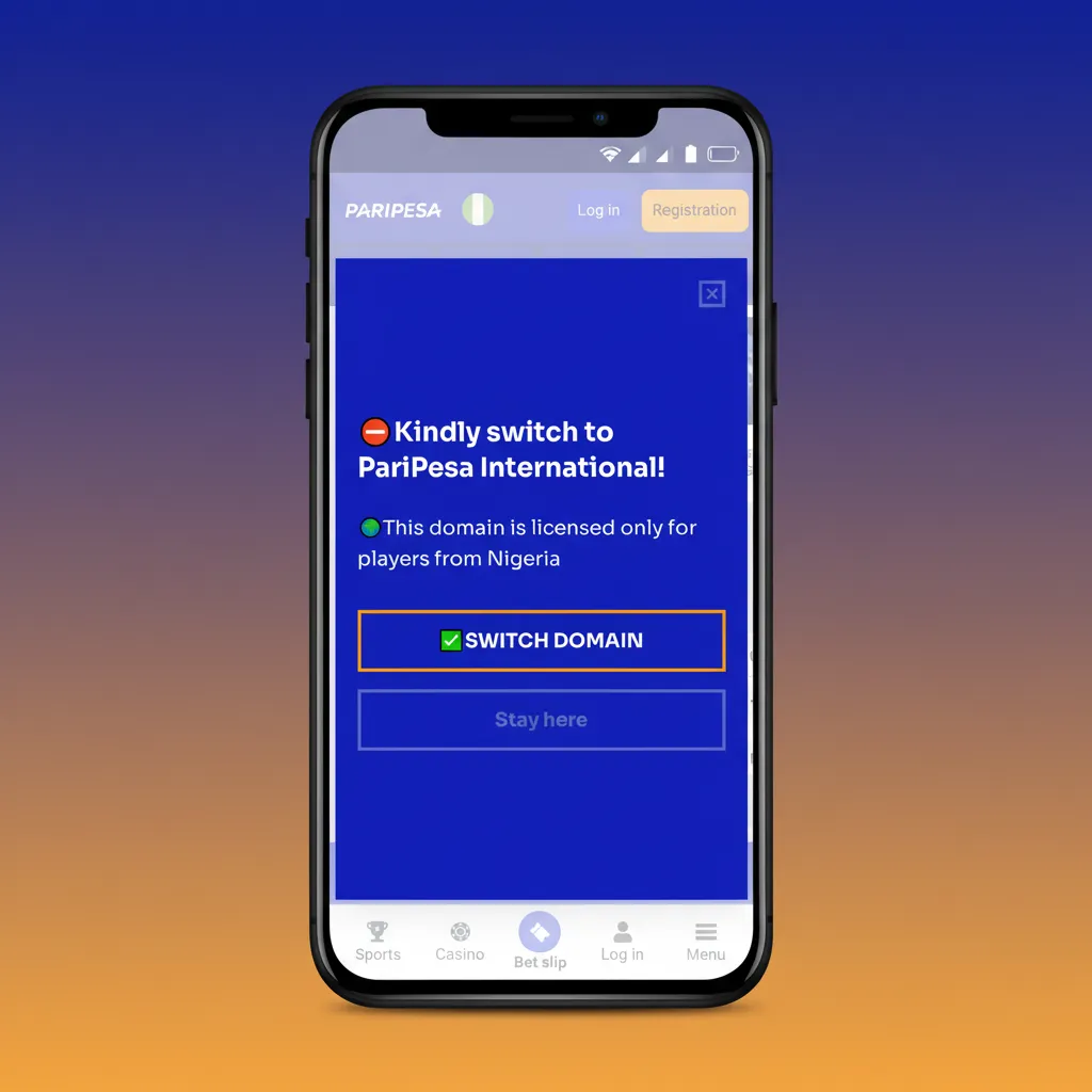 Paripesa mobile app screen with top and bottom menus for Sports, Live, Casino, Promos; bold odds and sticky bet slip.
