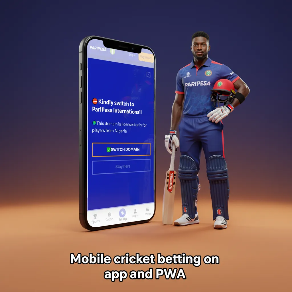 Mobile cricket betting on Android app and iOS PWA with live odds and scores, betslip, quick actions for small screens.