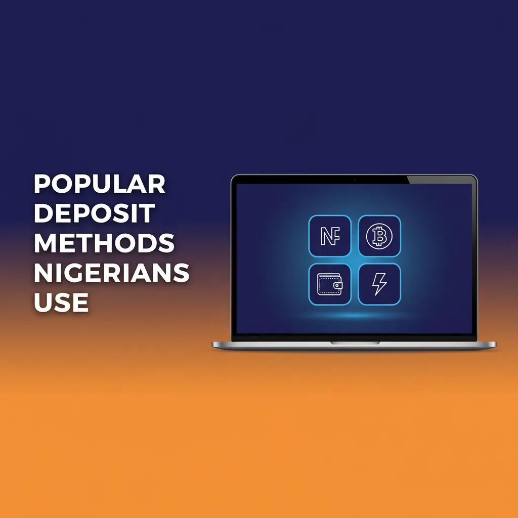 Infographic of popular Nigerian deposit methods: Cards (Verve, Visa, MasterCard), Monnify, GTB, Kuda, OPay, PalmPay.
