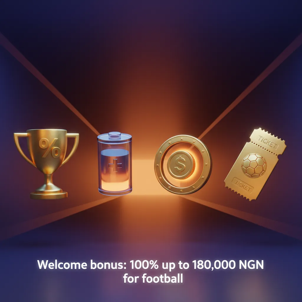 Promo banner: 100% welcome bonus up to ₦180,000 for football bets. New users deposit to claim.