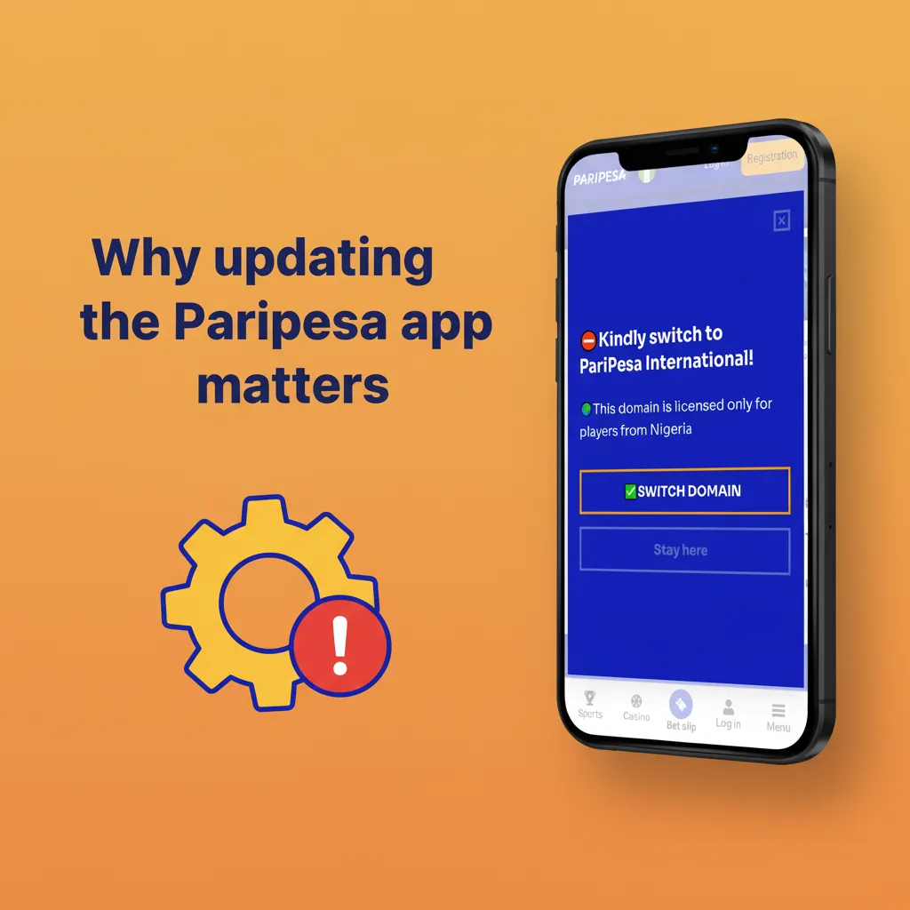 Paripesa app update screen with icons for speed, security, bug fixes, new leagues, live odds, and cash out.