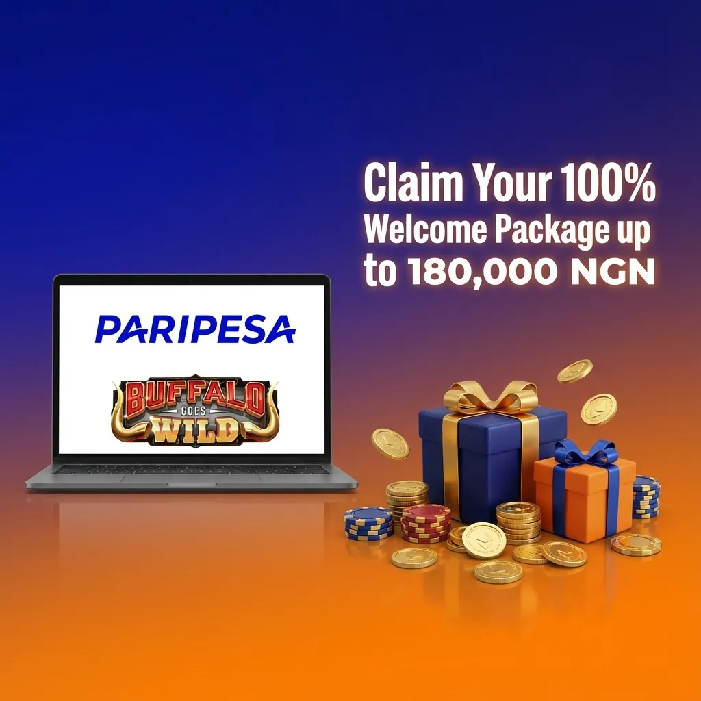 Paripesa casino welcome bonus banner showing 100% match offer up to 180,000 NGN for new Nigerian players