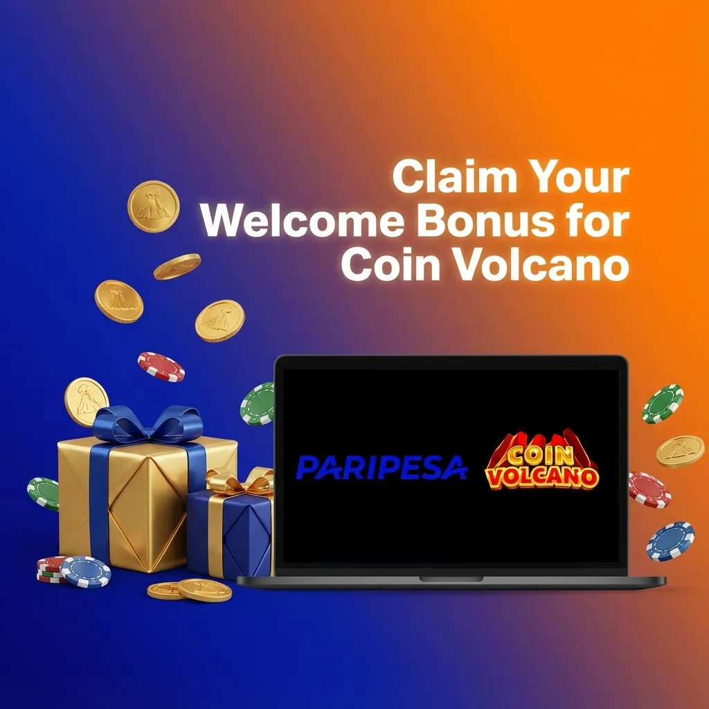 Paripesa welcome bonus banner for Nigerian players offering 100% match up to 180,000 NGN for Coin Volcano casino game