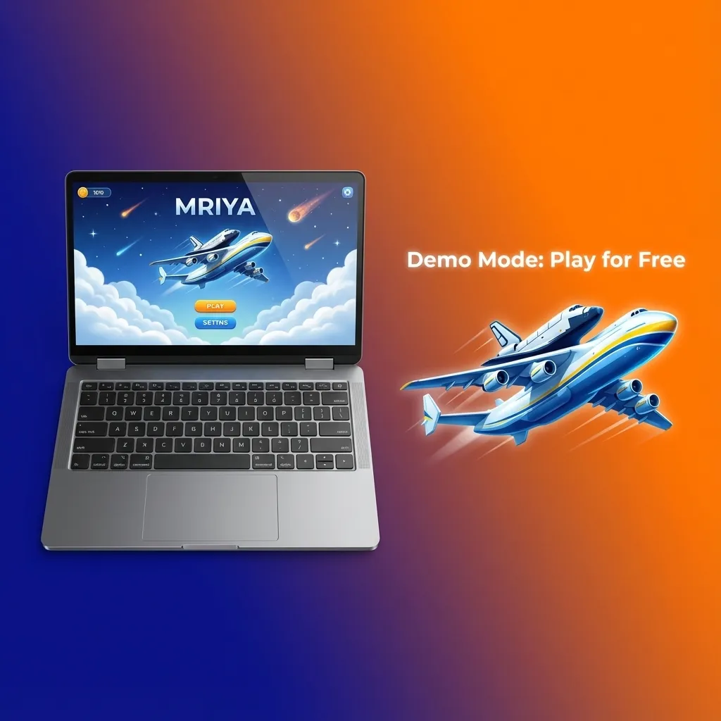 MRIYA demo mode interface showing virtual credits and multiplier display for risk-free practice gameplay