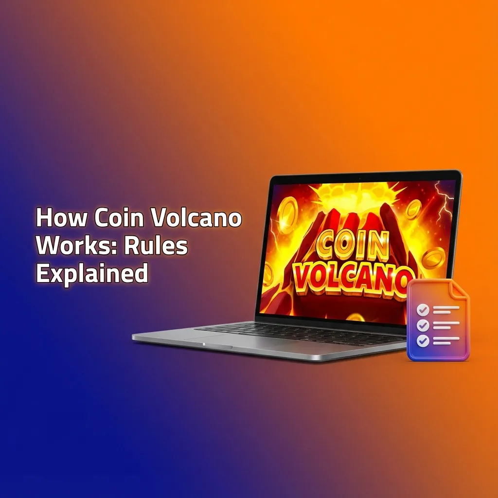 Coin Volcano crash game interface showing rising multiplier from 1.00x with cash-out button before volcano erupts