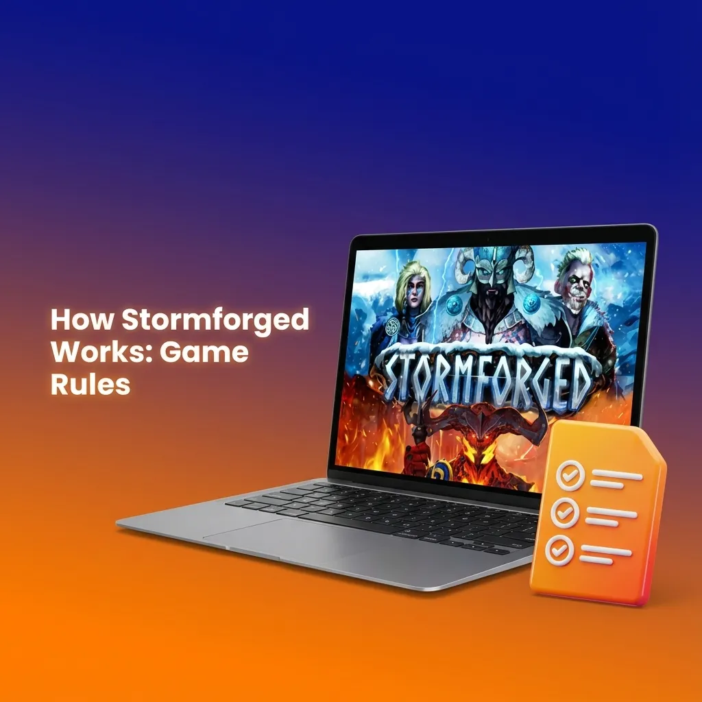 Stormforged slot game interface showing cascading reels, expanding grid, hammer wild symbols, and multiplier meter mechanics