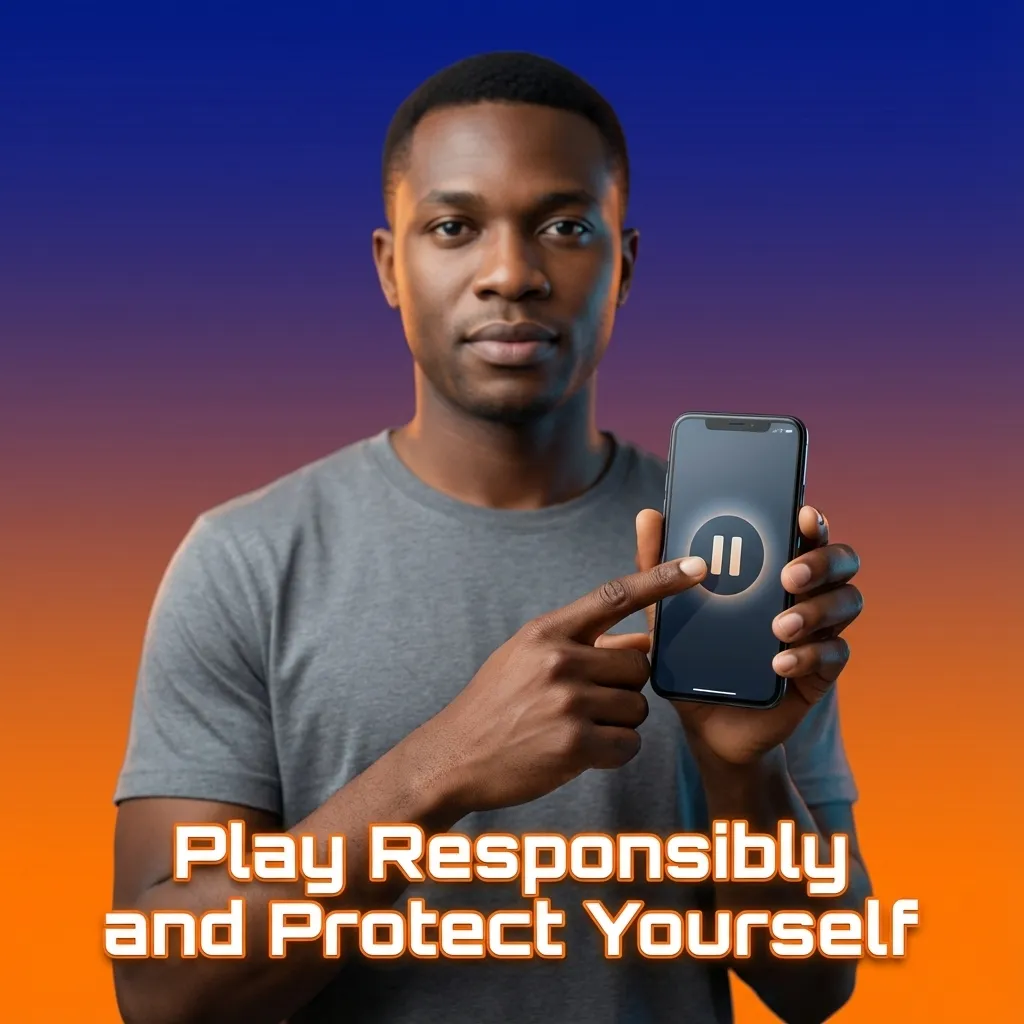 Responsible gambling warning with reminders to set budgets, use limits, and seek help if gambling causes harm.