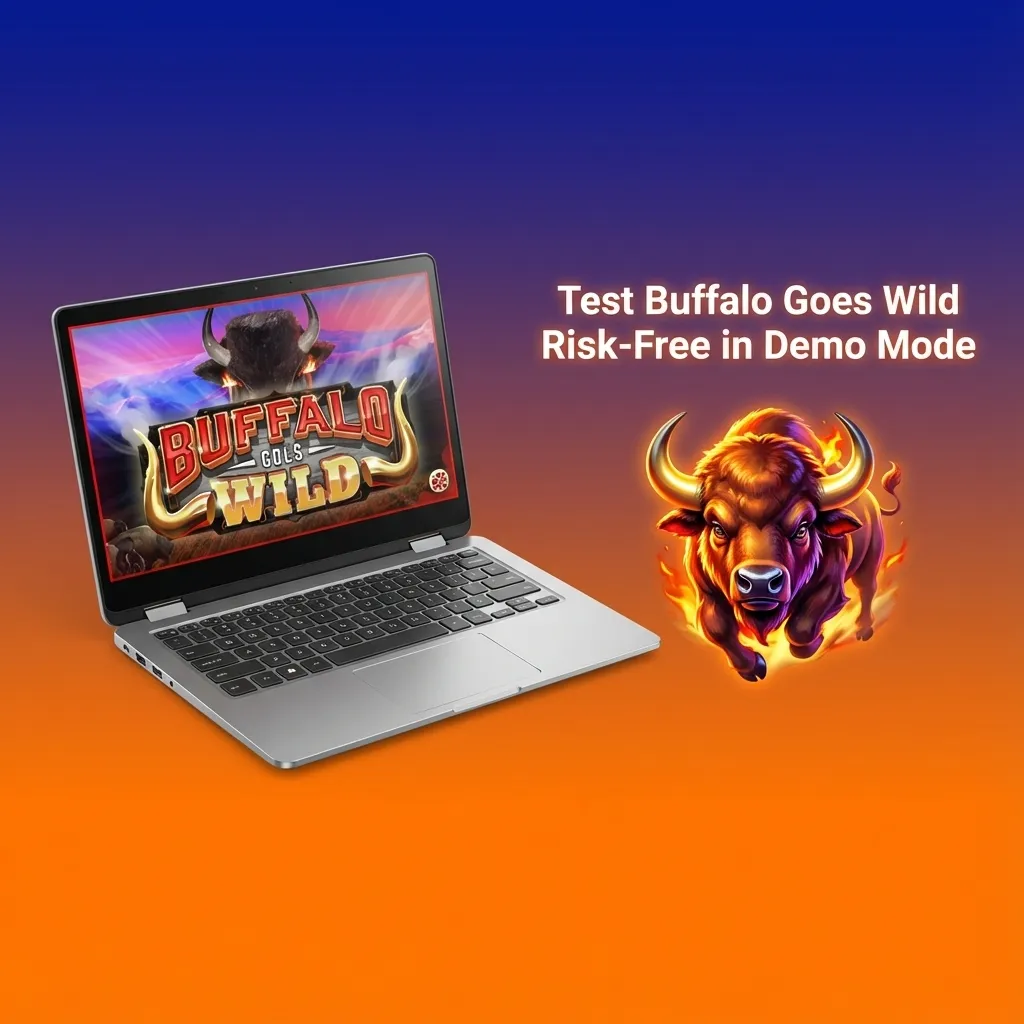 Buffalo Goes Wild slot game demo mode interface showing virtual credits and risk-free gameplay features
