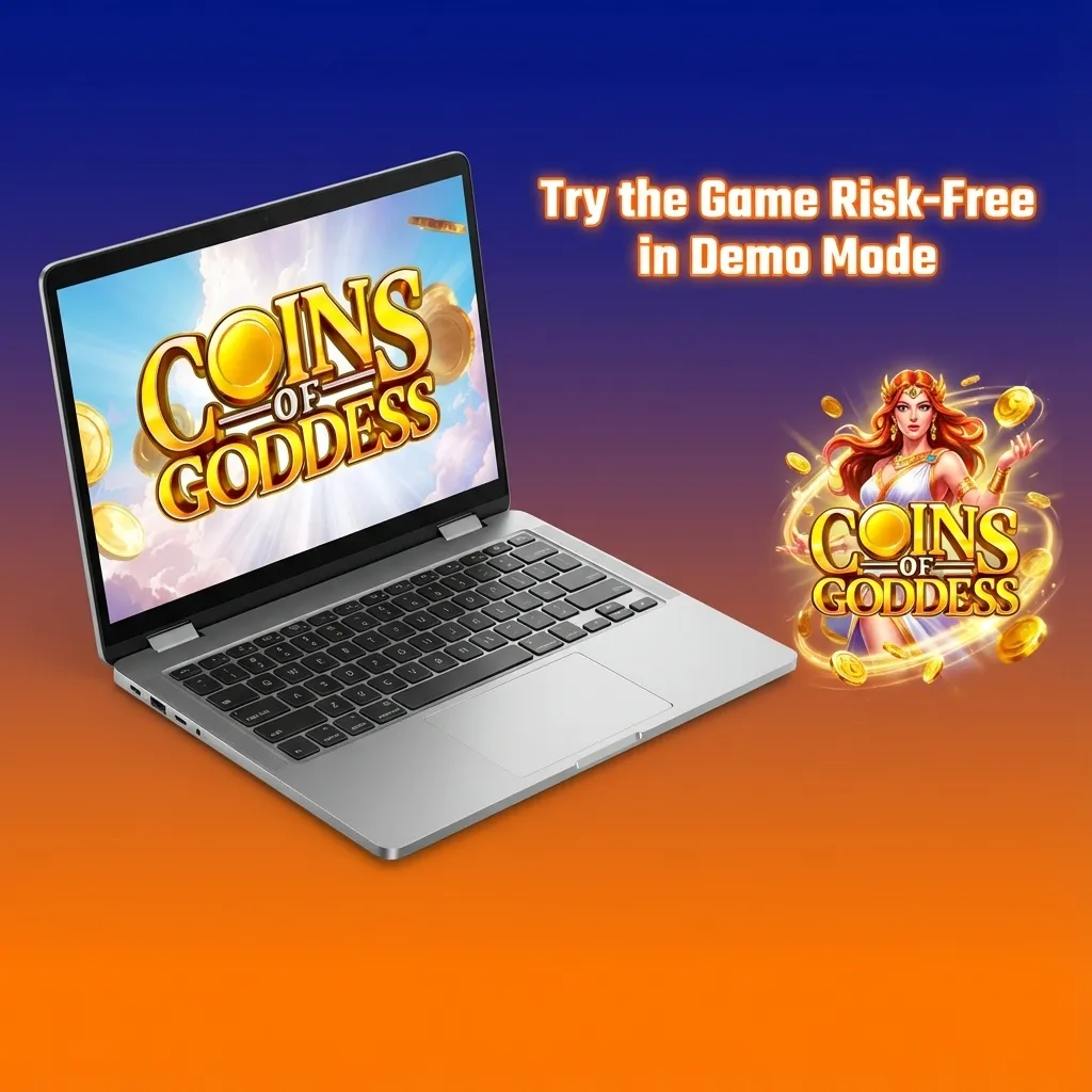 Player testing Coins of Goddess demo mode with virtual credits on screen, learning game mechanics risk-free